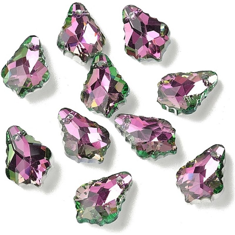 AB Color Plated Electroplate Glass Leaf Pendant, Dark Violet — Charms & Pendants