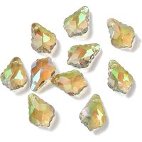 Pendants en verre électroplaqué couleur AB, feuille verte jaune — Breloques et pendentifs