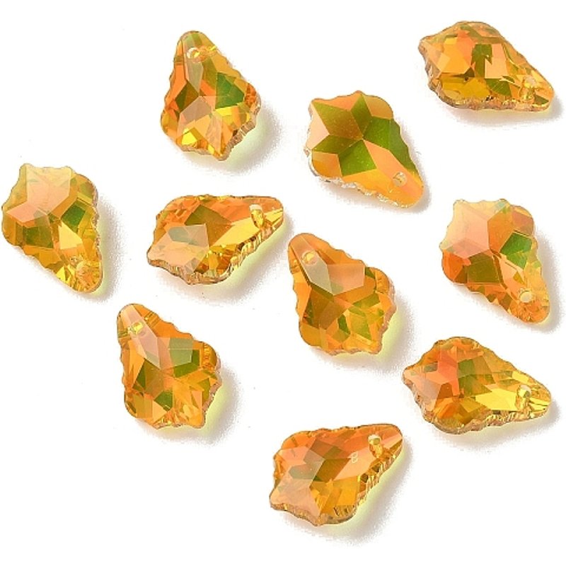 Pendants en verre plaqué AB Color, feuille facettée, or, 16x11x6mm — Breloques et pendentifs