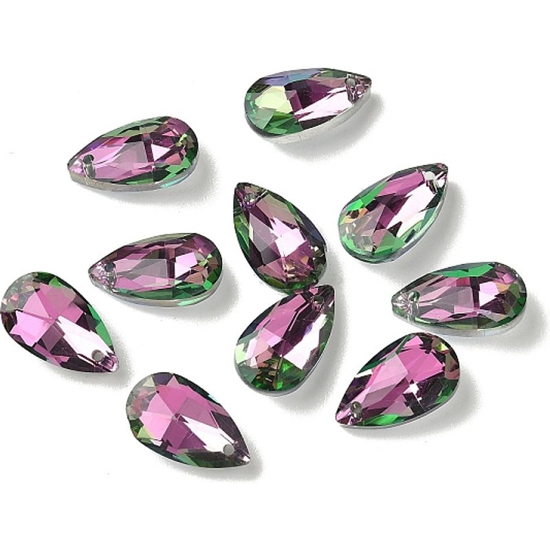 Faceted Teardrop Glass Pendants in Medium Violet Red — Charms & Pendants