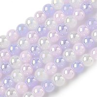 Brins de Perles en Verre Électroplaquées, Couleur Dégradée, Rondes, Lilas — Perles à bijoux