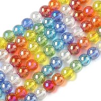 Electroplate Gradient Color Glass Beads Strands, Round, Mixed Color — Jewelry Beads