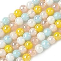 Electroplate Gradient Color Glass Beads Strands, Round, Mixed Color — Jewelry Beads