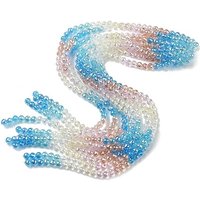 Brins de perles en verre électroplaqué, rondes facettées, bleu Dodger — Perles à bijoux