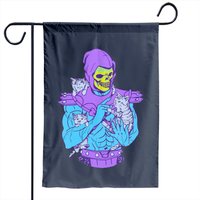Drapeau de jardin avec visage de Skeletor et chaton — Drapeaux décoratifs