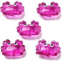 Handmade Lampwork Enamel Beads, Crab, Medium Violet Red — Jewelry Beads