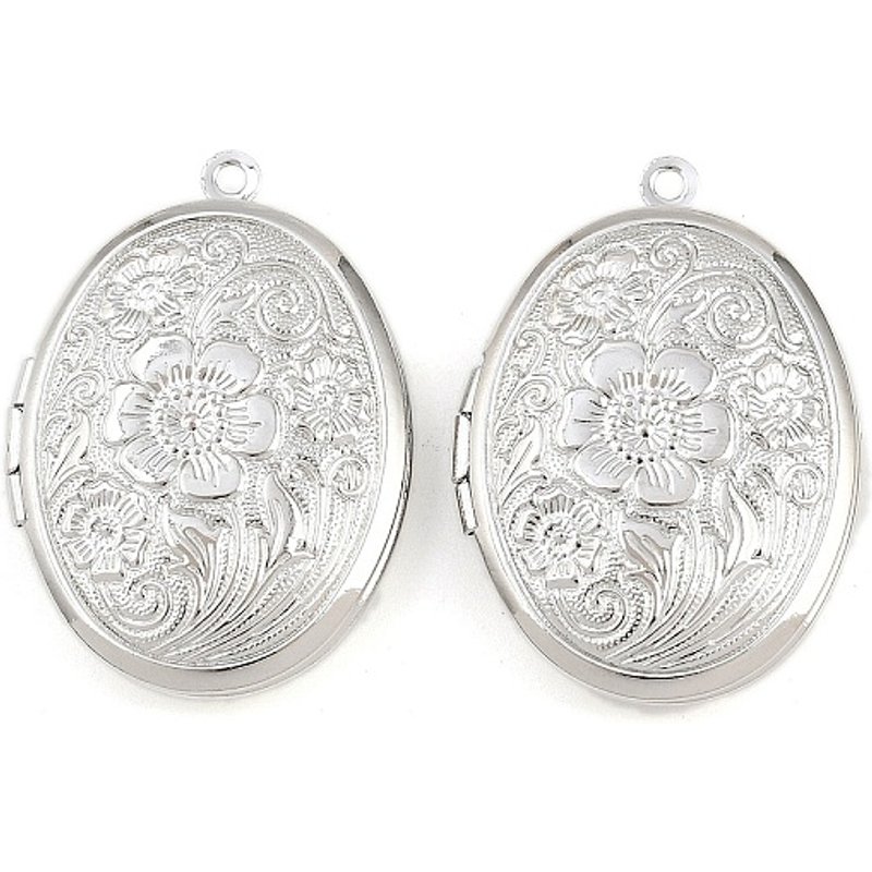 Rack Plating Brass Locket Pendant with Flower Charm