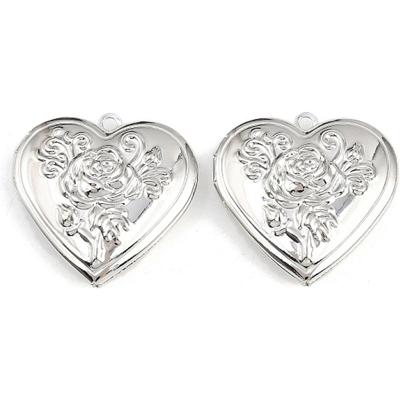 Rack Plating Brass Locket Pendant with Heart and Flower Charm — Charms & Pendants