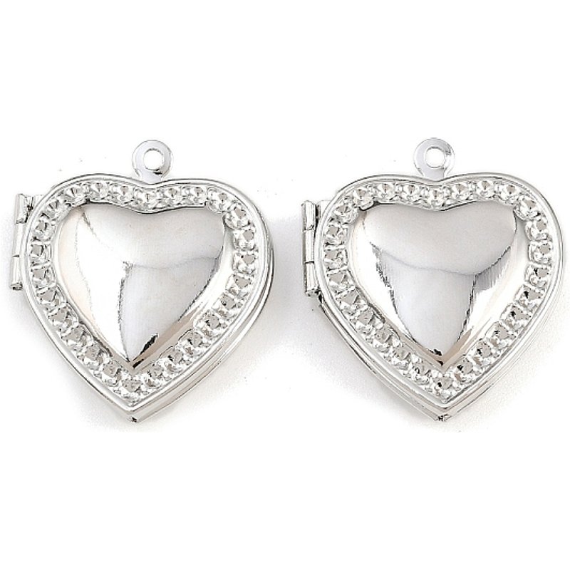 Pendentif Coeur en Laiton Plaqué Rack, Platine, 24x21mm — Breloques et pendentifs
