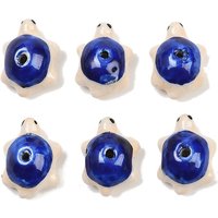 Handmade Bright Glazed Porcelain Beads, Tortoise, Dark Blue — Jewelry Beads