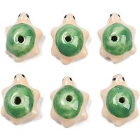 Perles en porcelaine émaillée faites à la main, tortue, vert mer foncé — Perles à bijoux