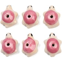 Handmade Bright Glazed Porcelain Beads, Tortoise, Pale Violet Red — Jewelry Beads