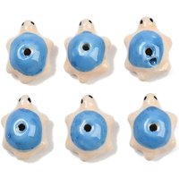 Perles en porcelaine émaillées à la main, tortue, bleu myosotis — Perles à bijoux