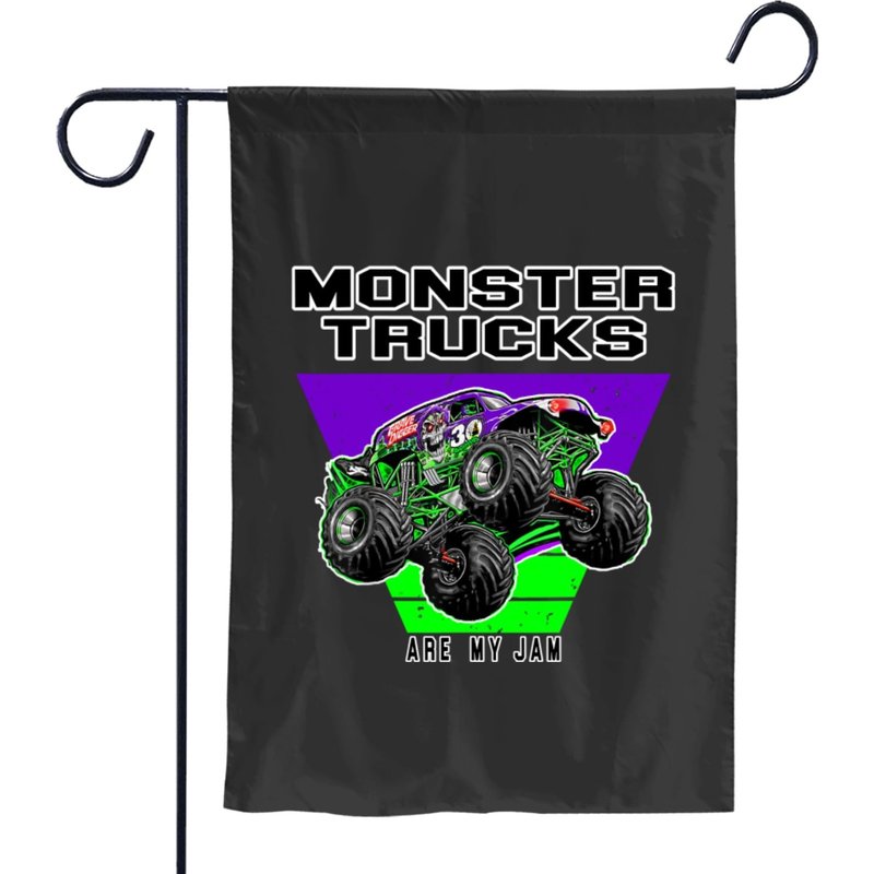 Drapeau de jardin Vintage Monster Truck Are My Jam pour garçons — Drapeaux décoratifs