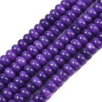 Brins de perles de jade blanc naturel teinté, rondelle, indigo, 10x6mm — Perles à bijoux