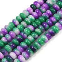 Fils de perles de jade blanc naturel teint, rondelle, vert, 10x6mm — Perles à bijoux