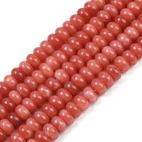 Brins de perles de jade blanc naturel teint, rondelle, saumon, 10x6mm — Perles à bijoux