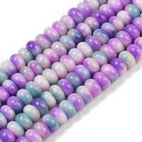 Brins de perles de jade blanc naturel teint, rondelle, violet moyen — Perles à bijoux