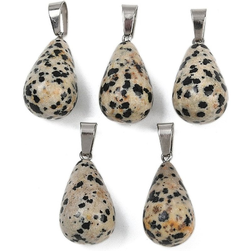Dalmatian Jasper Teardrop Pendants with Platinum Plated Findings — Charms & Pendants