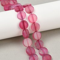 Fils de Perles d'Agate Naturelle, Teintes, Ronde Plate, Rose Foncé, 30pcs