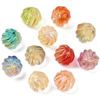 Perles en verre rondes avec peinture de cuisson et métal doré