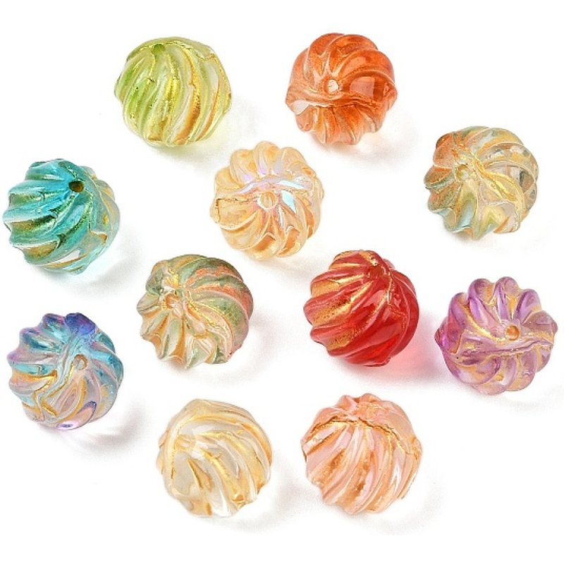 Perles en verre rondes avec peinture de cuisson et métal doré — Perles à bijoux