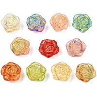 Perles en verre fleuries avec peinture de cuisson et métal doré — Perles à bijoux