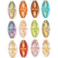 Perles en verre ovales avec peinture à cuire et métal doré