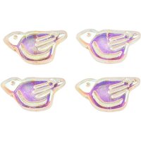 Electroplate and Golden Metal Enlaced Glass Beads, Bird, Medium Orchid