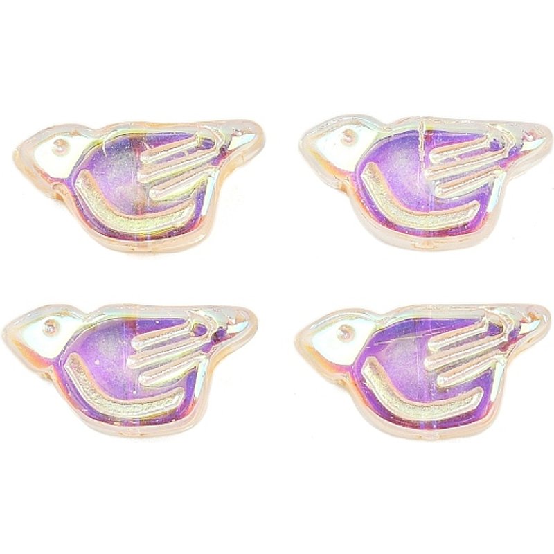 Perles en verre enrobées d'électroplaqué et métal doré, Oiseau, Orchidée moyenne — Perles à bijoux