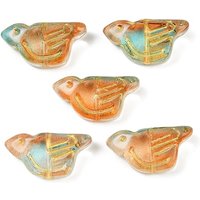 Electroplate and Golden Metal Enlaced Glass Beads, Bird, Peru