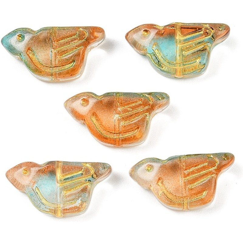 Perles en verre enrobées d'électroplaquage et métal doré, Oiseau, Pérou — Perles à bijoux