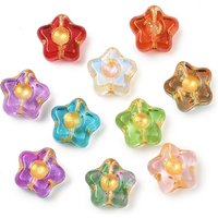 Perles en Verre Électroplaquées et Métal Doré en Fleur — Perles à bijoux