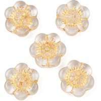 Perles en verre transparent fleuries avec peinture à cuire et métal doré — Perles à bijoux