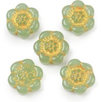 Perles en verre fleuries avec peinture de cuisson et métal doré — Perles à bijoux