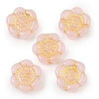 Perles en verre avec peinture à cuire et métal doré, fleurs — Perles à bijoux