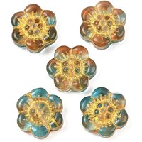 Perles en verre fleuries enrobées de peinture à cuire et métal doré — Perles à bijoux