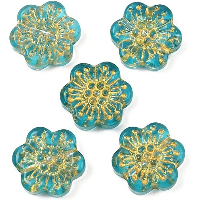Perles en verre fleuries avec peinture à cuire et métal doré — Perles à bijoux