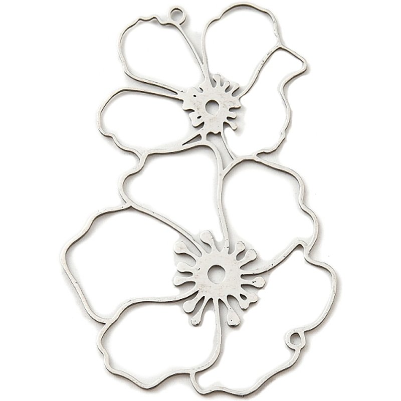 Pendentif en Acier Inoxydable 201 Non-Tarnissant, Charm Fleur — Breloques et pendentifs