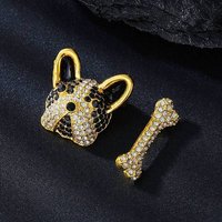 Ensemble de Broches en Alliage de Strass, Épingles de Col Chien et Os