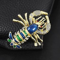 Broche en Alliage Doré Mat avec Strass, Design Homard — Broches