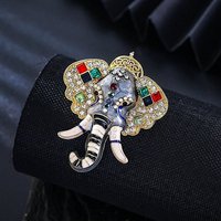 Broche en Émail avec Strass, Éléphant Coloré en Alliage