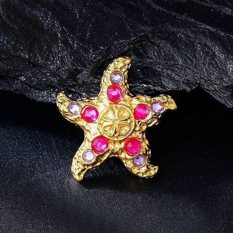 Broche en alliage de strass en forme d'étoile de mer pour hommes et femmes — Broches
