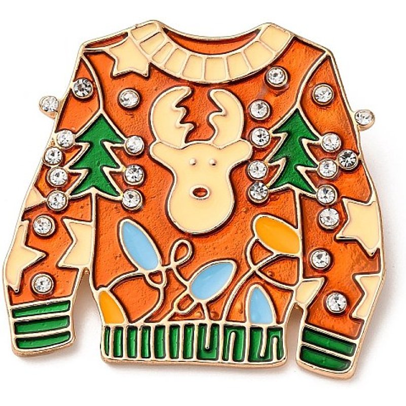 Broches Émaillées de Noël avec Rhinestones pour Vêtements — Broches
