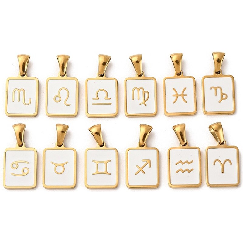 Pendentif en Acier Inoxydable 304 Émaillé avec Douze Constellations