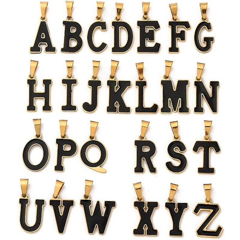Pendentifs en Émail en Acier Inoxydable 304, Lettre, Doré — Breloques et pendentifs