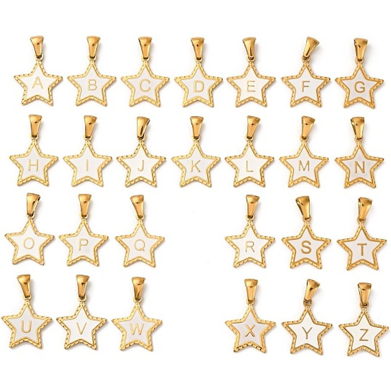 Pendentif Étoile en Acier Inoxydable 304 avec Lettre — Breloques et pendentifs