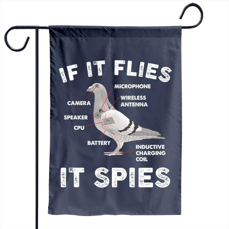 If It Flies It Spies Pigeon Anatomy Garden Flag — Decorative Flags