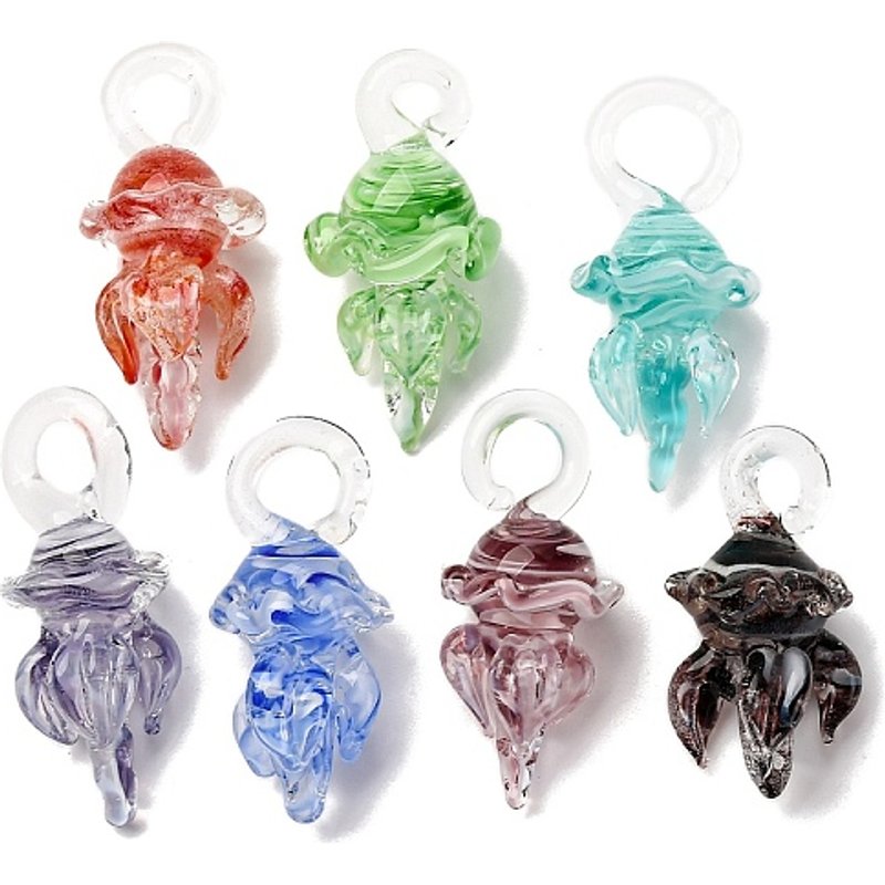 Pendentif en Verre Soufflé Fait Main - Pieuvre Multicolore — Breloques et pendentifs