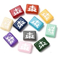 Handmade Lampwork Rectangle Beads with Amulet, Mixed Colors — Jewelry Beads